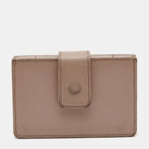 Prada Beige Saffiano Leather 5 Gusset Card Holder..
