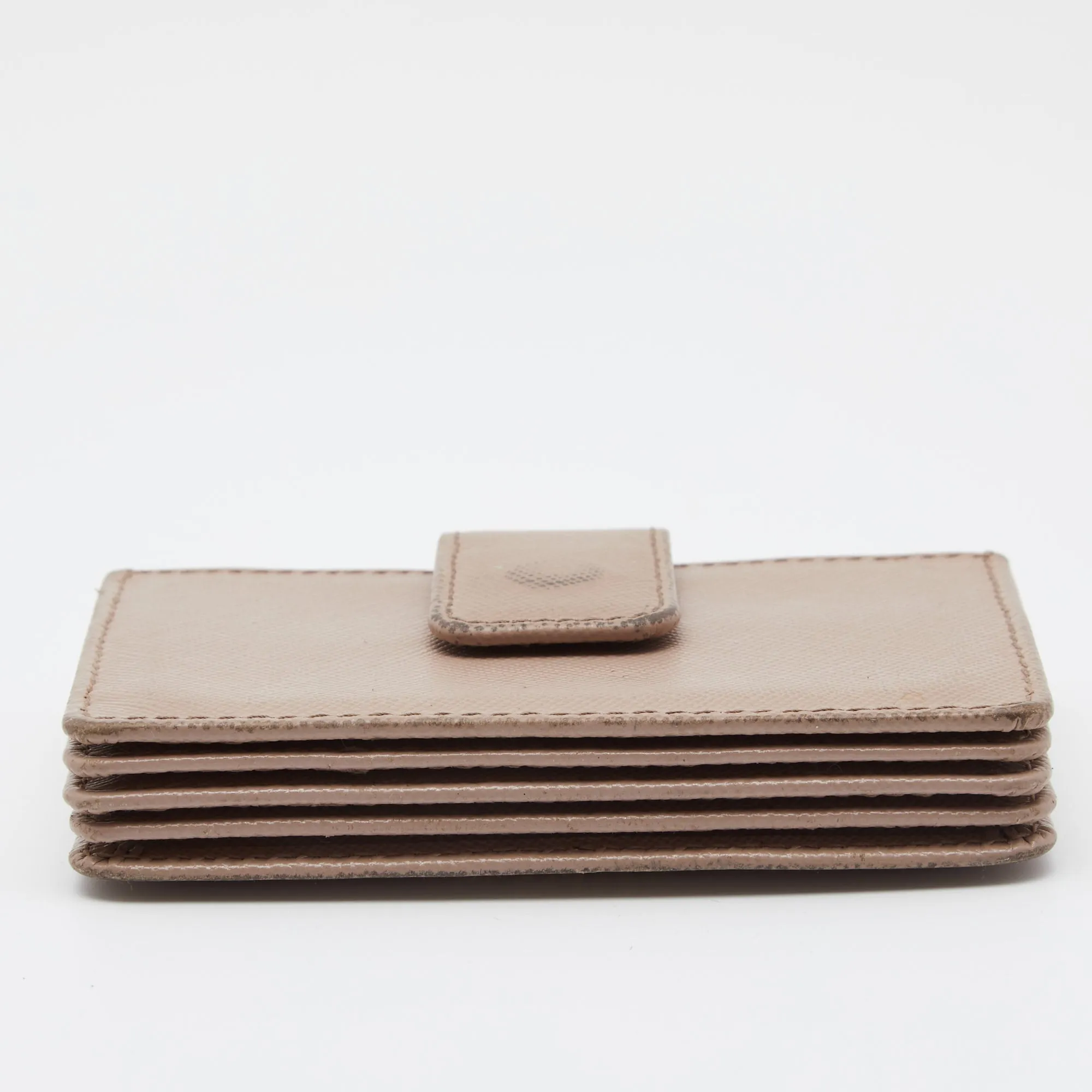 Prada Beige Saffiano Leather 5 Gusset Card Holder..