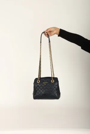 Prada Leather Navy Mini Chain Tote