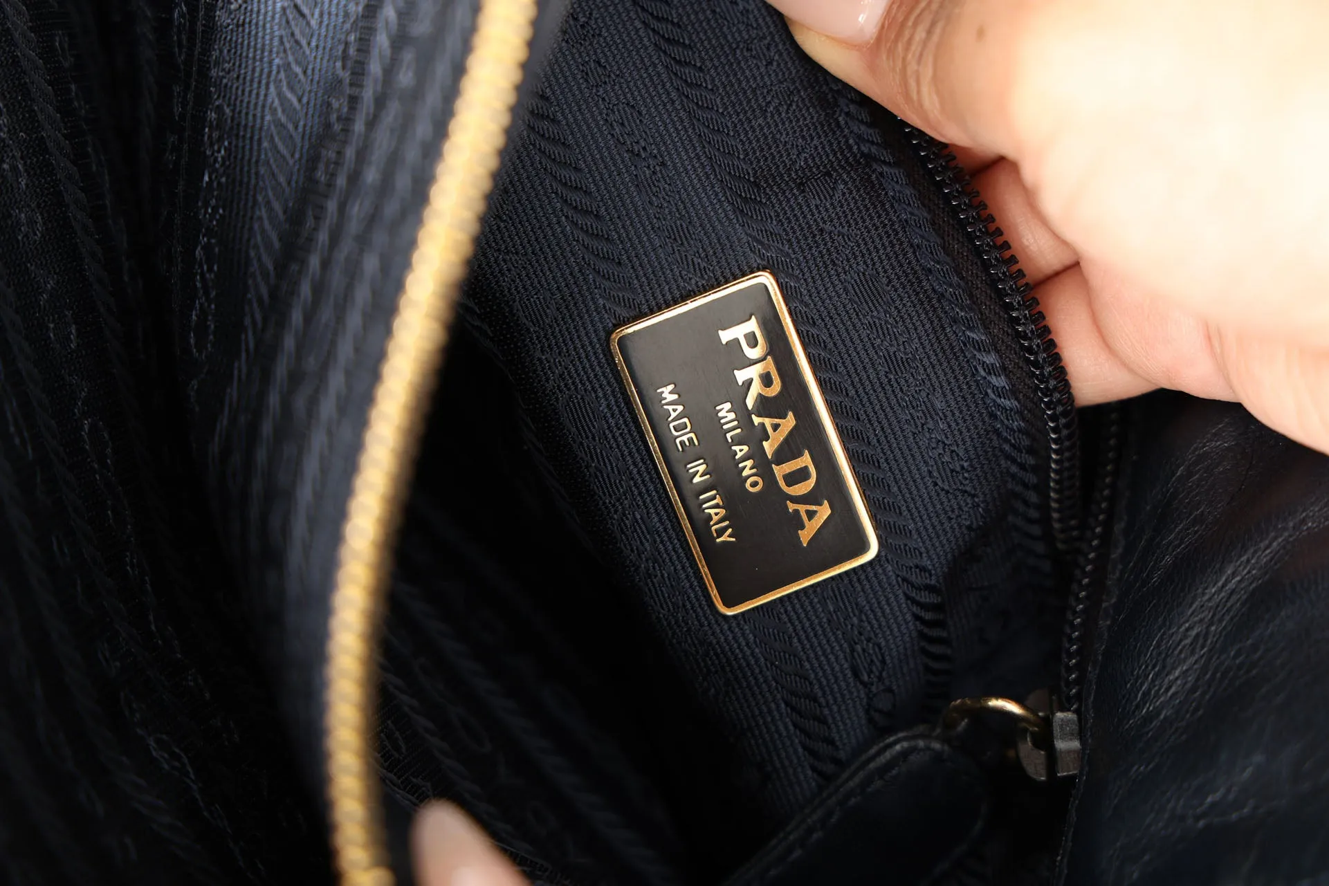 Prada Leather Navy Mini Chain Tote
