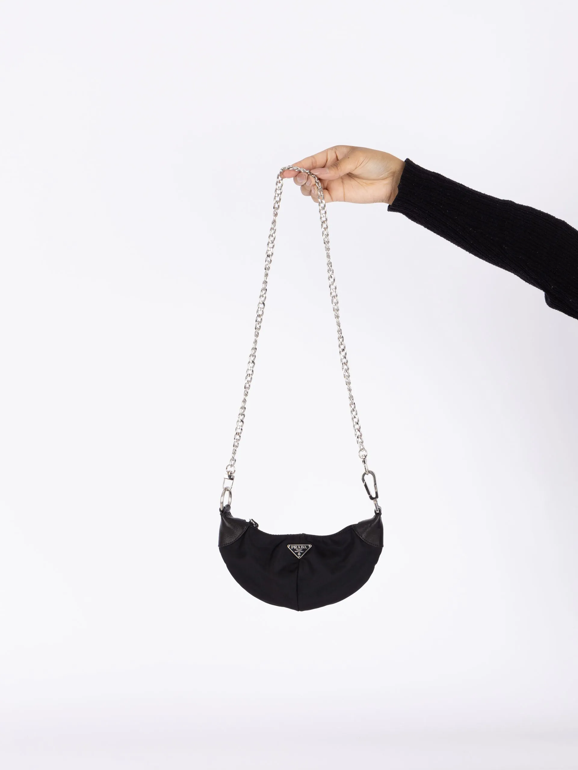 Prada Nylon Bracelet Bag w/ Chain