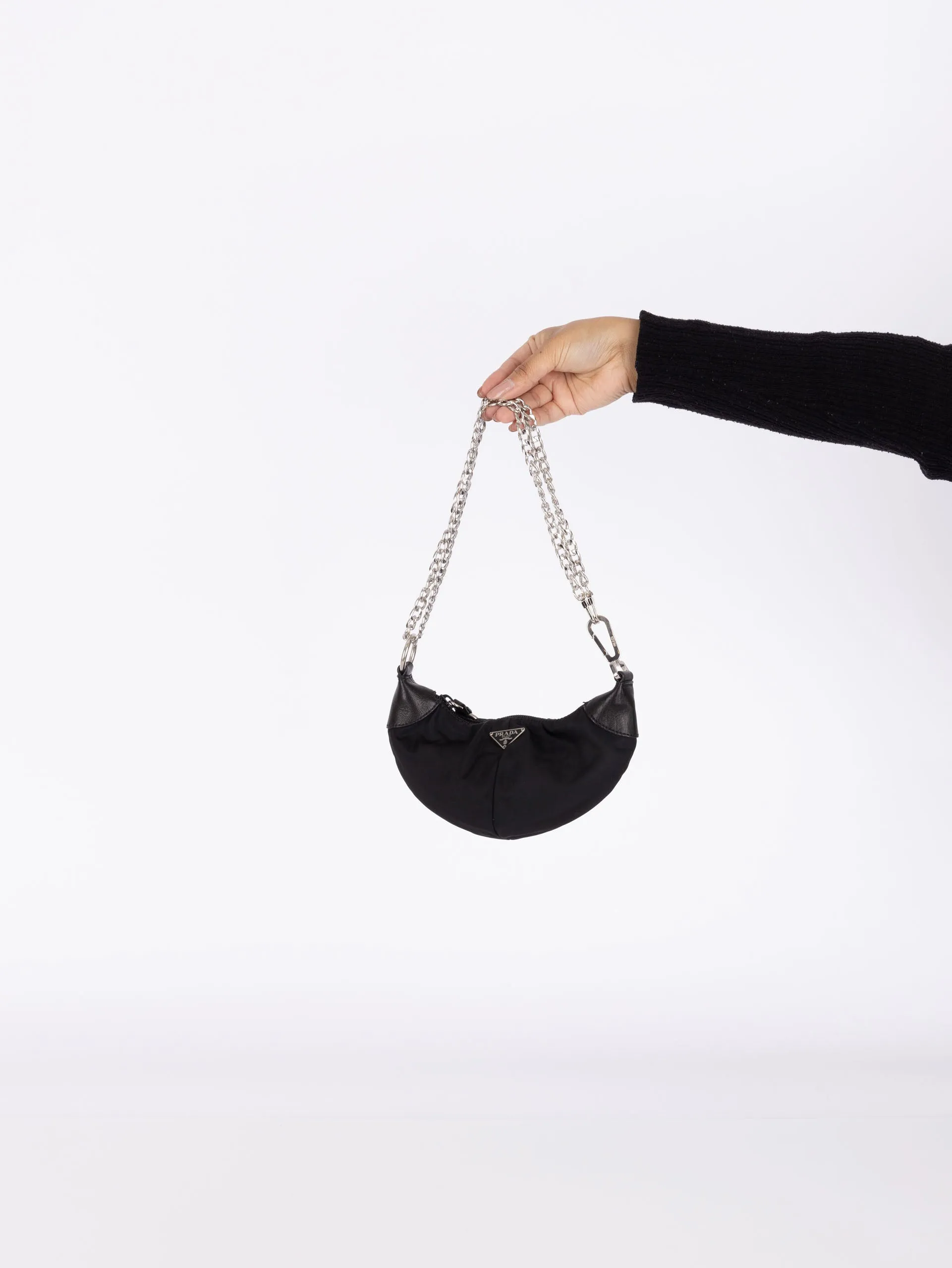 Prada Nylon Bracelet Bag w/ Chain