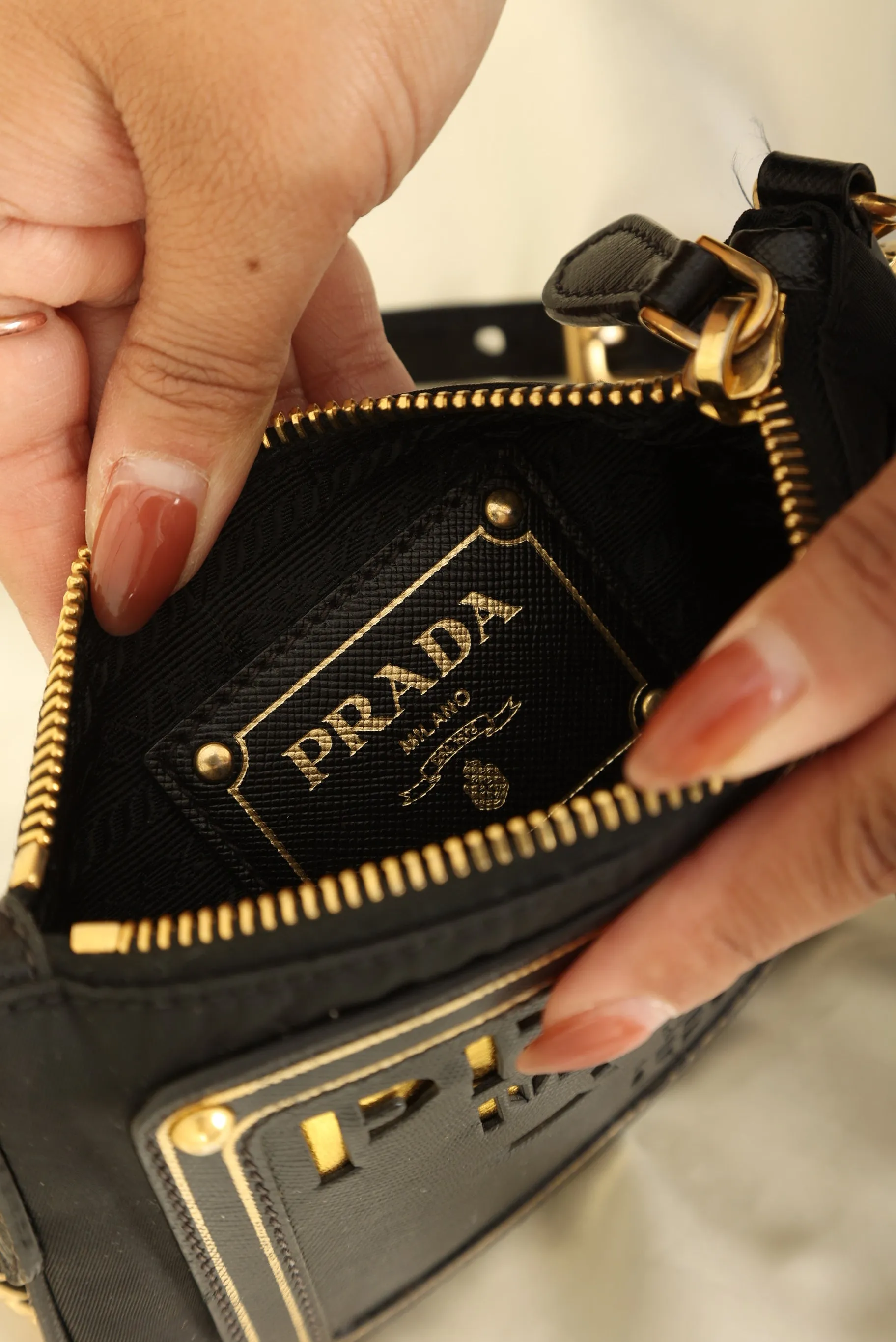 Prada Nylon Cut Out Crossbody