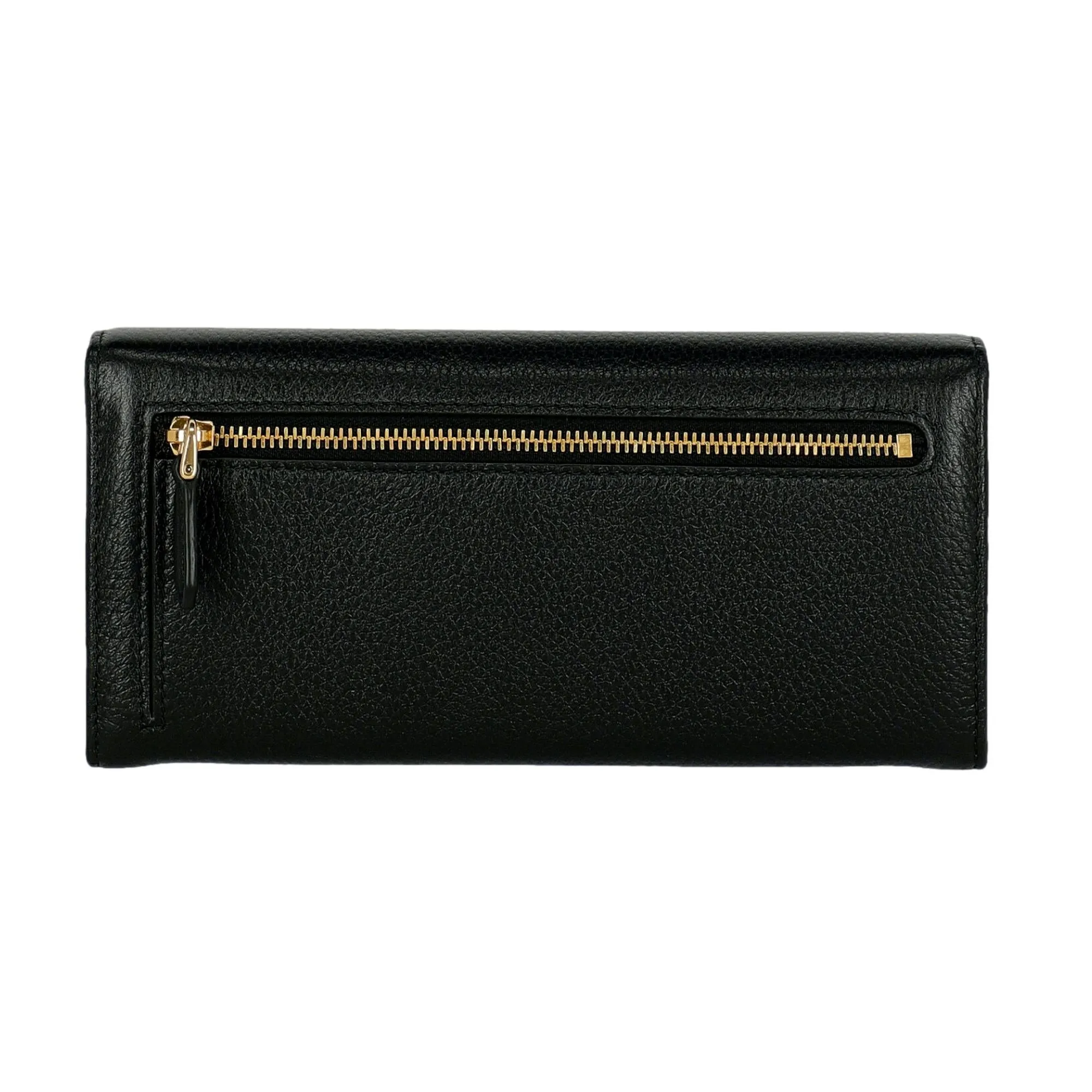 Prada Vitello Grain Black Leather ID Holder Continental Long Wallet