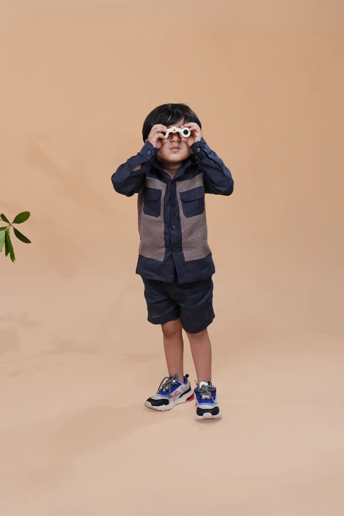 Pre-Order: Designer Pocket Pure Linen Coord (Charcoal Grey brown Colour)
