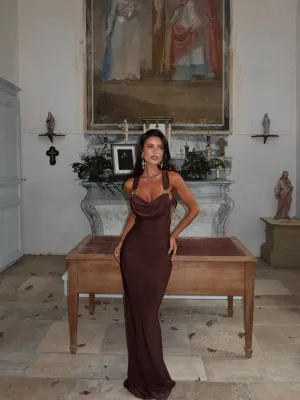 PRIA MAXI DRESS CHOCOLATE