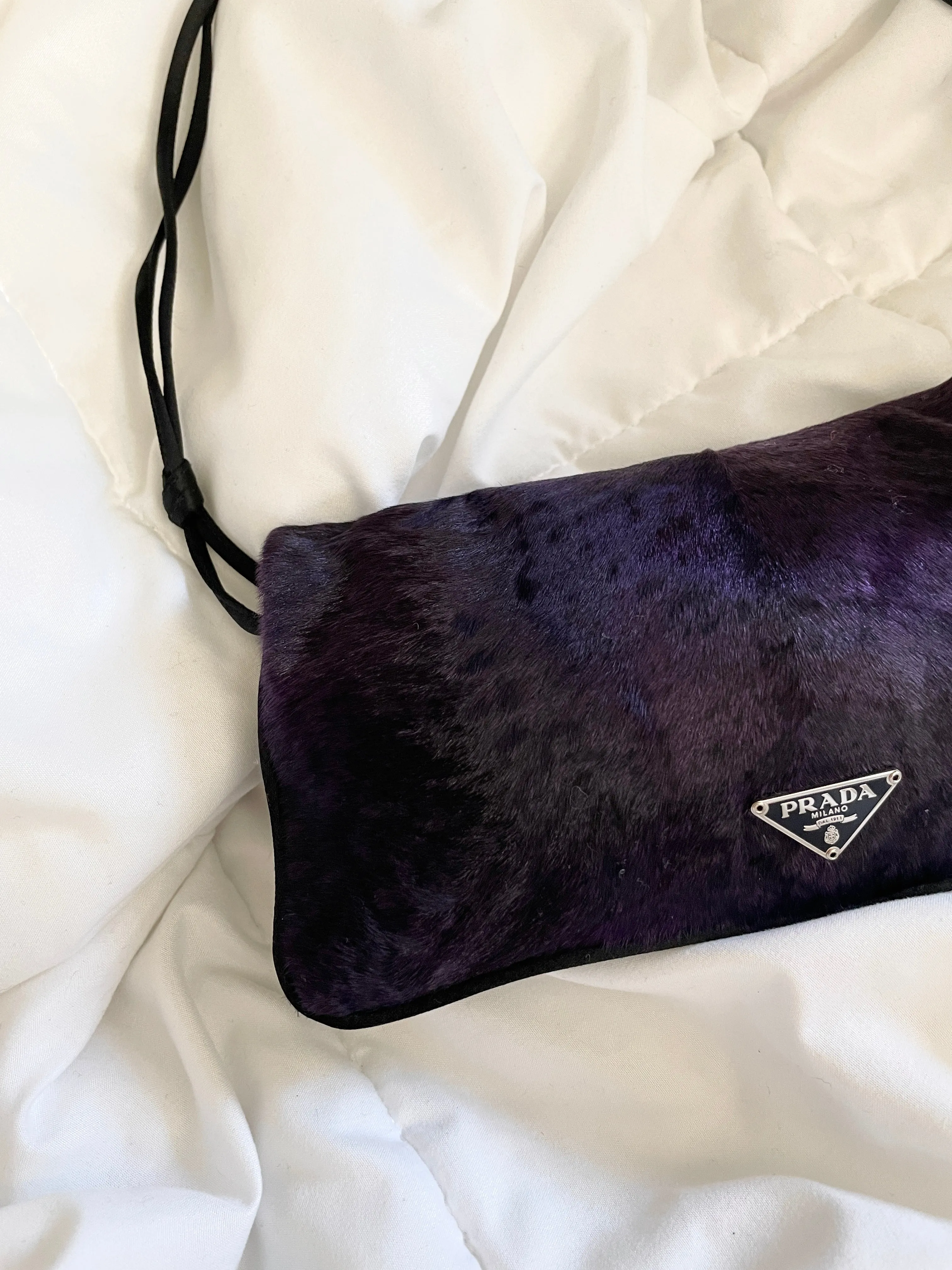 Rare Prada Calf Hair and Silk Bag w Mirror