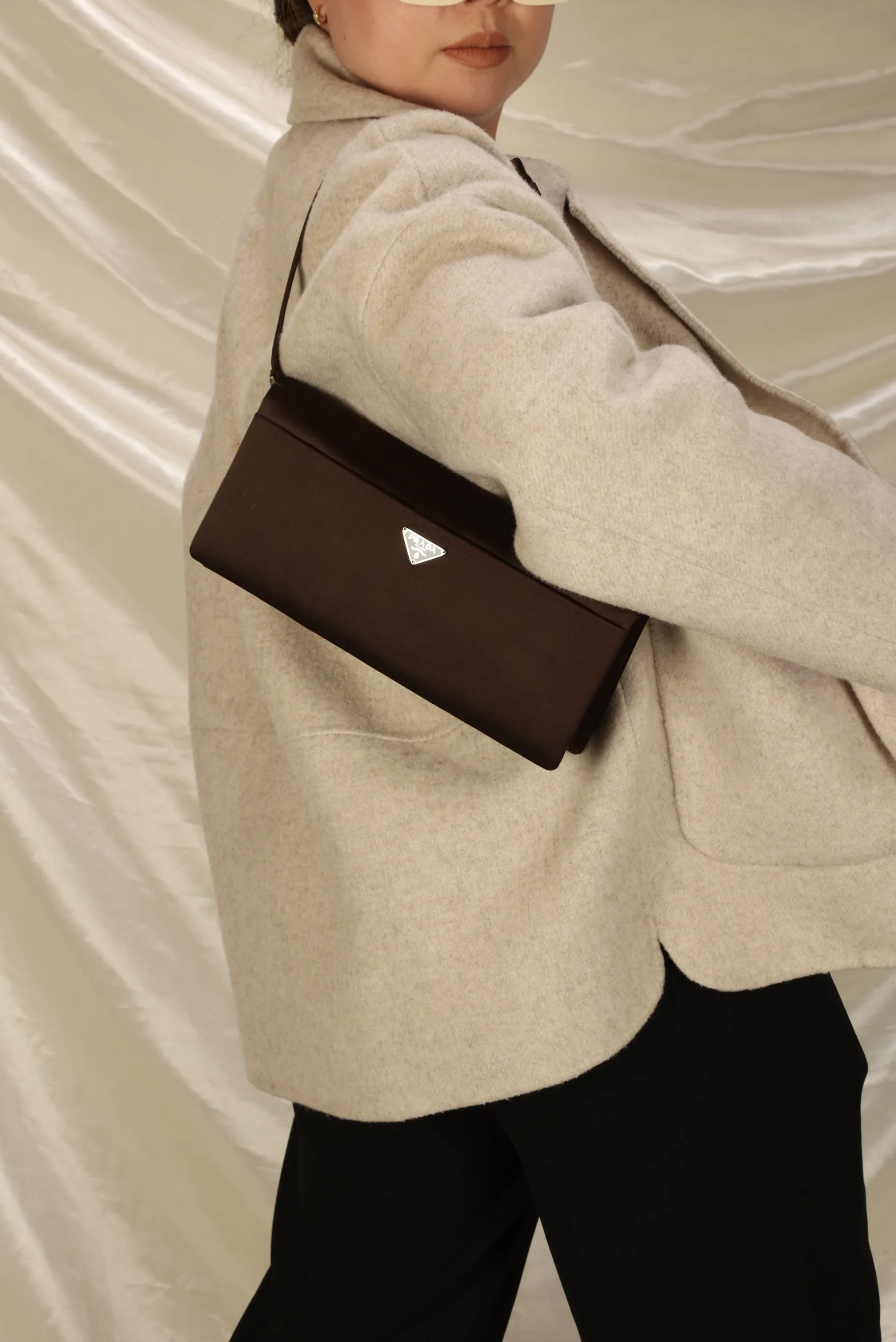 Rare Prada Satin Pochette With Mirror