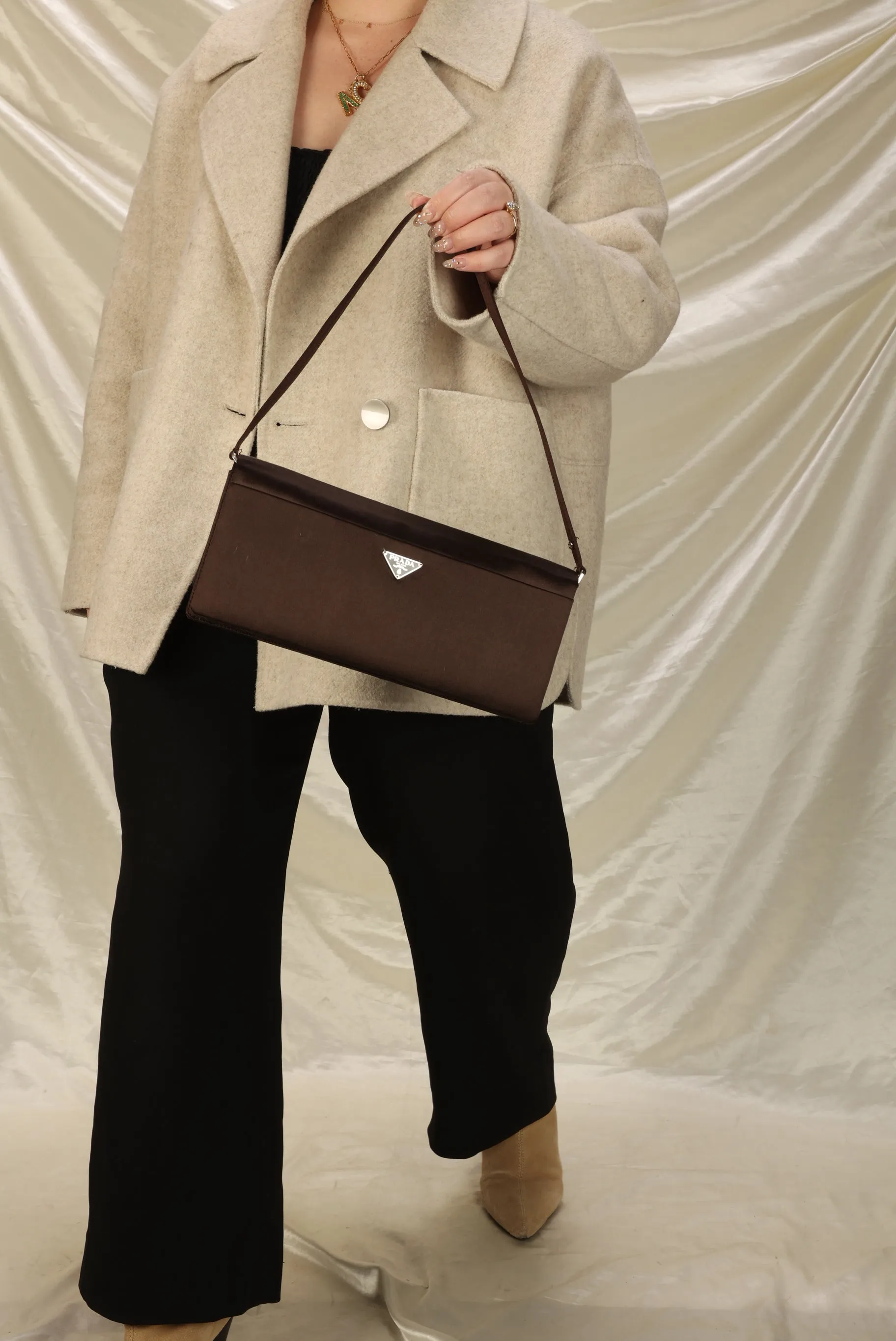 Rare Prada Satin Pochette With Mirror