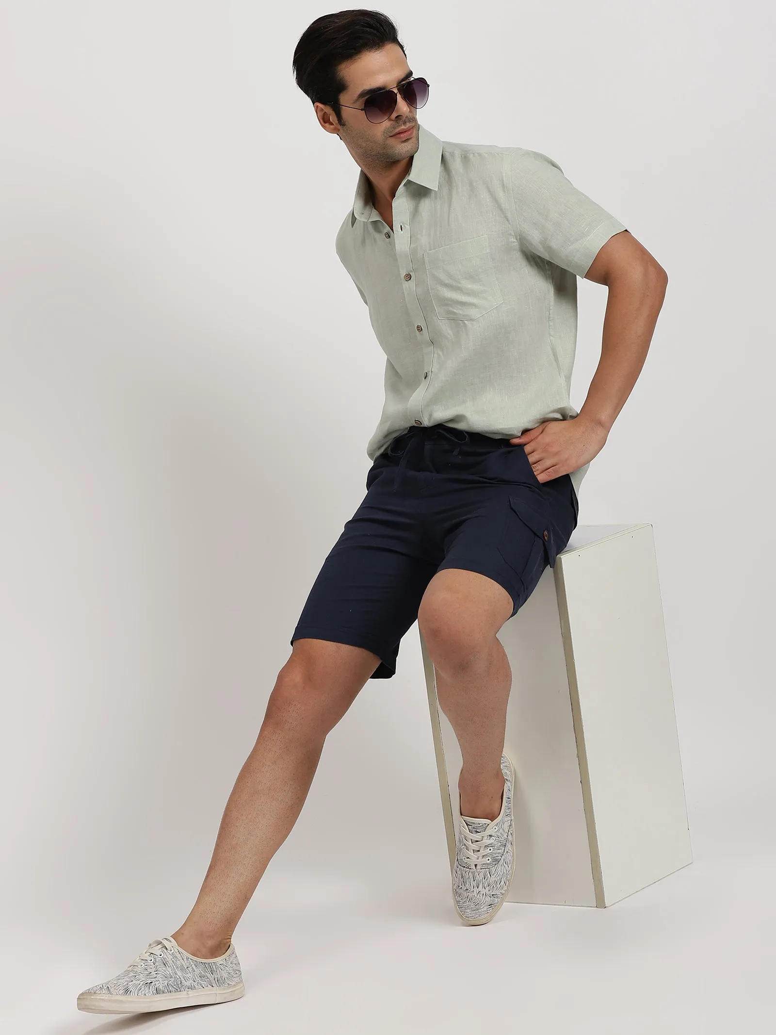 Reed - Linen Shorts - Navy