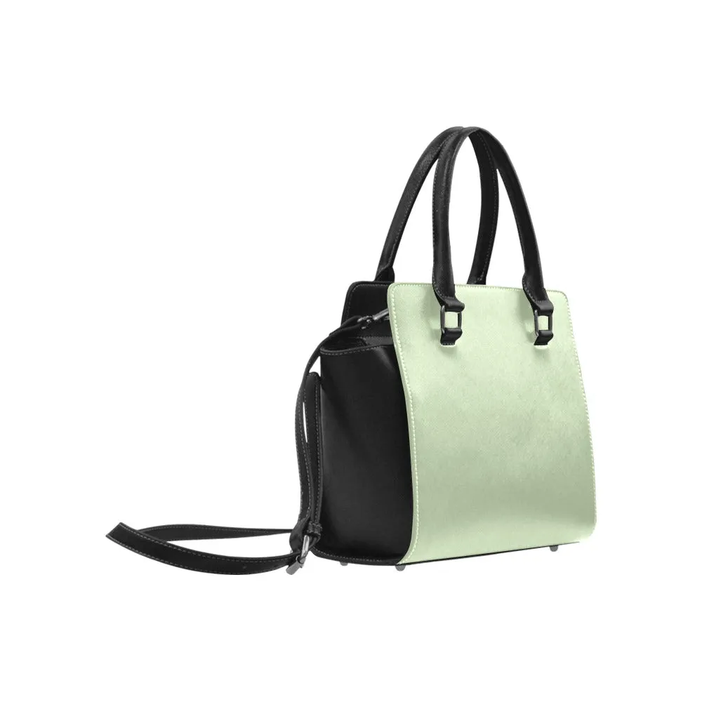 Sage Green Purse Handbag, Olive Vintage Vegan Leather Designer Women Satchel Top Zip Handle Bag Shoulder Strap Crossbody