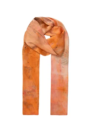 Salmon Pure Silk Hand Printed Ecological Shawl 90 x 200 cm