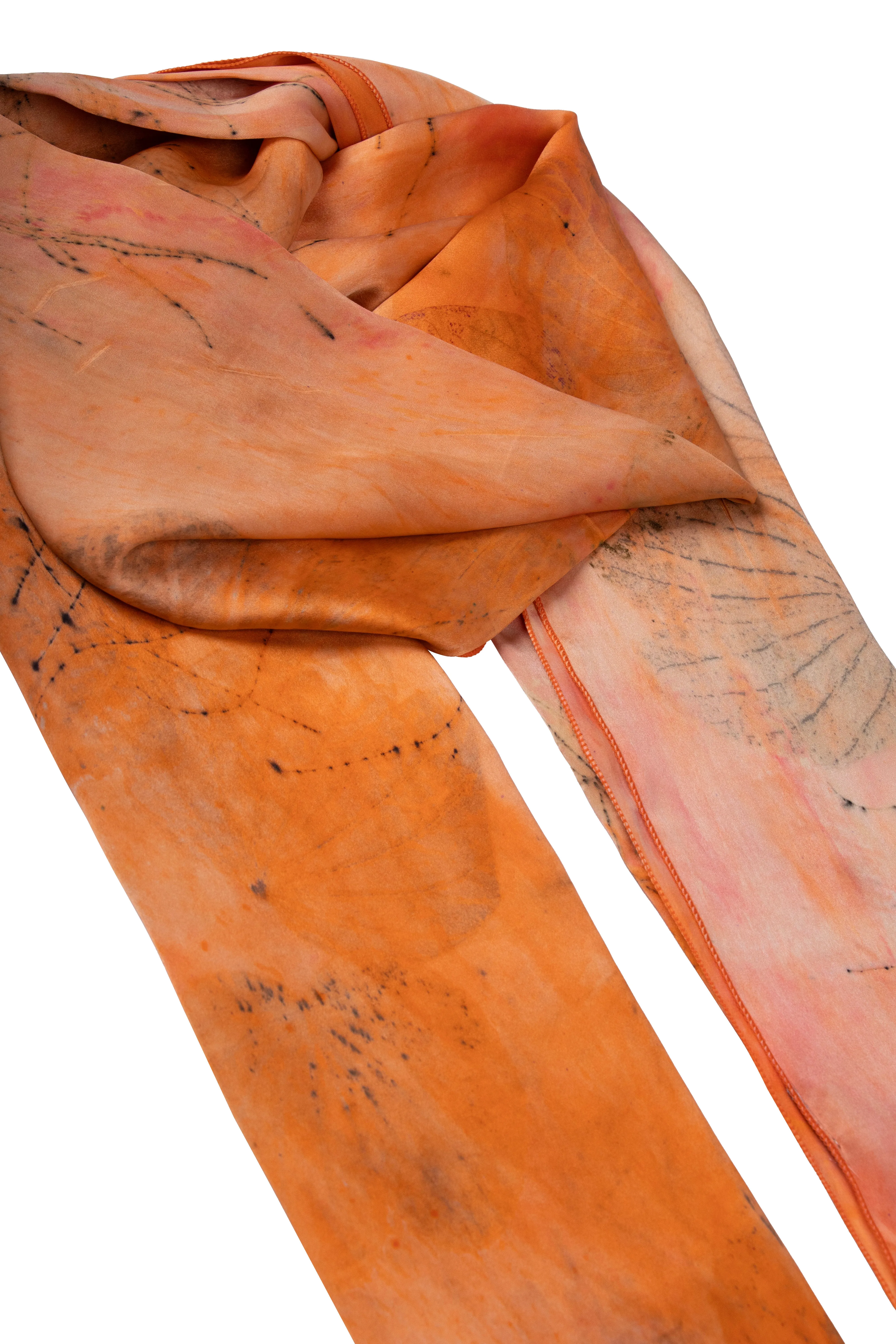 Salmon Pure Silk Hand Printed Ecological Shawl 90 x 200 cm