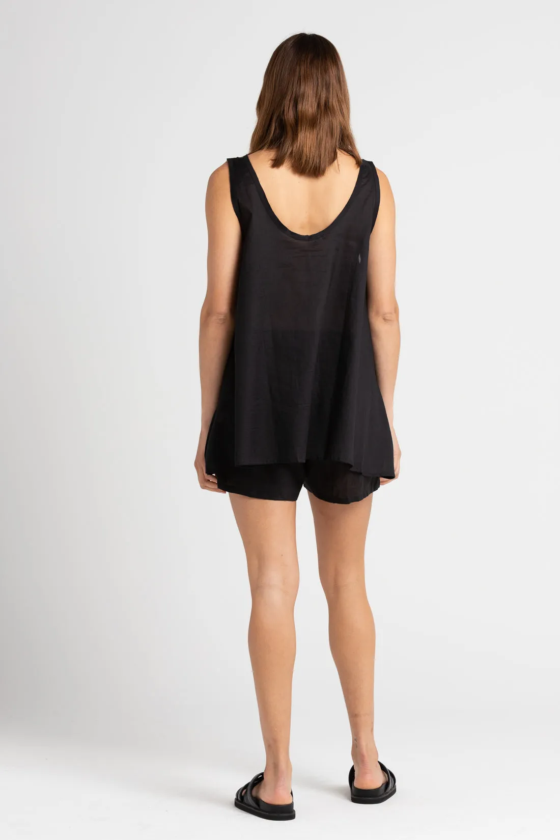 Shelley A-Line Cotton Voile Top Black
