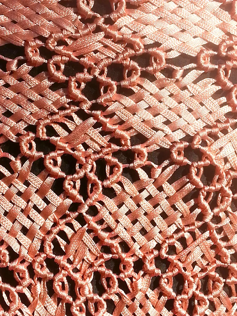 Silk Macrame Triangle Shawl Pink