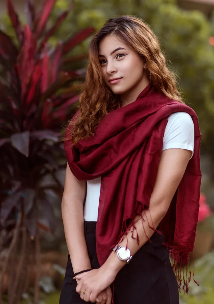 Silky Monk Red Water Pashmina Shawl