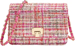 Small Quilted Shoulder Bag for Women Trendy Tweed Mini Clutch Chain Handbag Purses Designer Evening Crossbody Bag