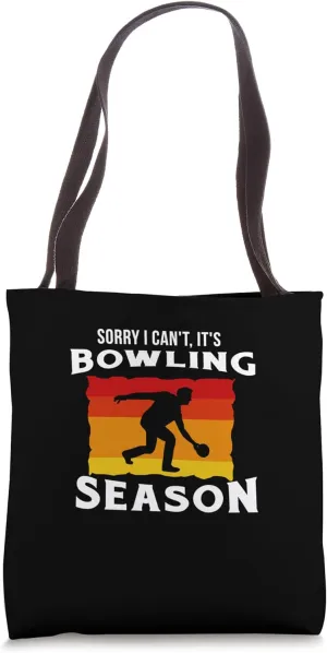 Sorry I Cant Its Bowling Season Retro Sunset Bowling Tote Bag