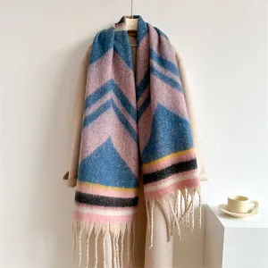 Striped Scarf - Pink   Blue