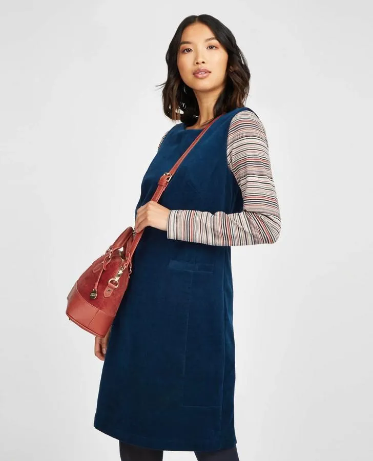Teal Sleeveless Cord Pinafore