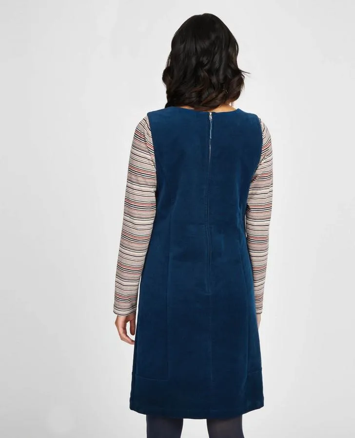 Teal Sleeveless Cord Pinafore