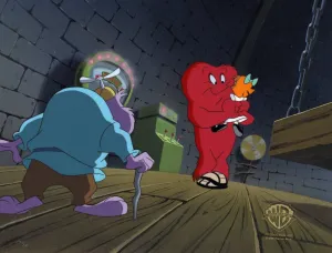 Tiny Toons Original Production Cel on Original Background: Elmyra Duff, Gossamer, and Dizzy Devil
