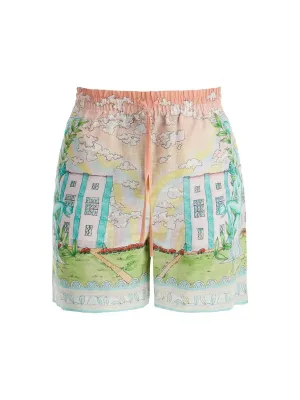 Vase Pattern Linen Shorts