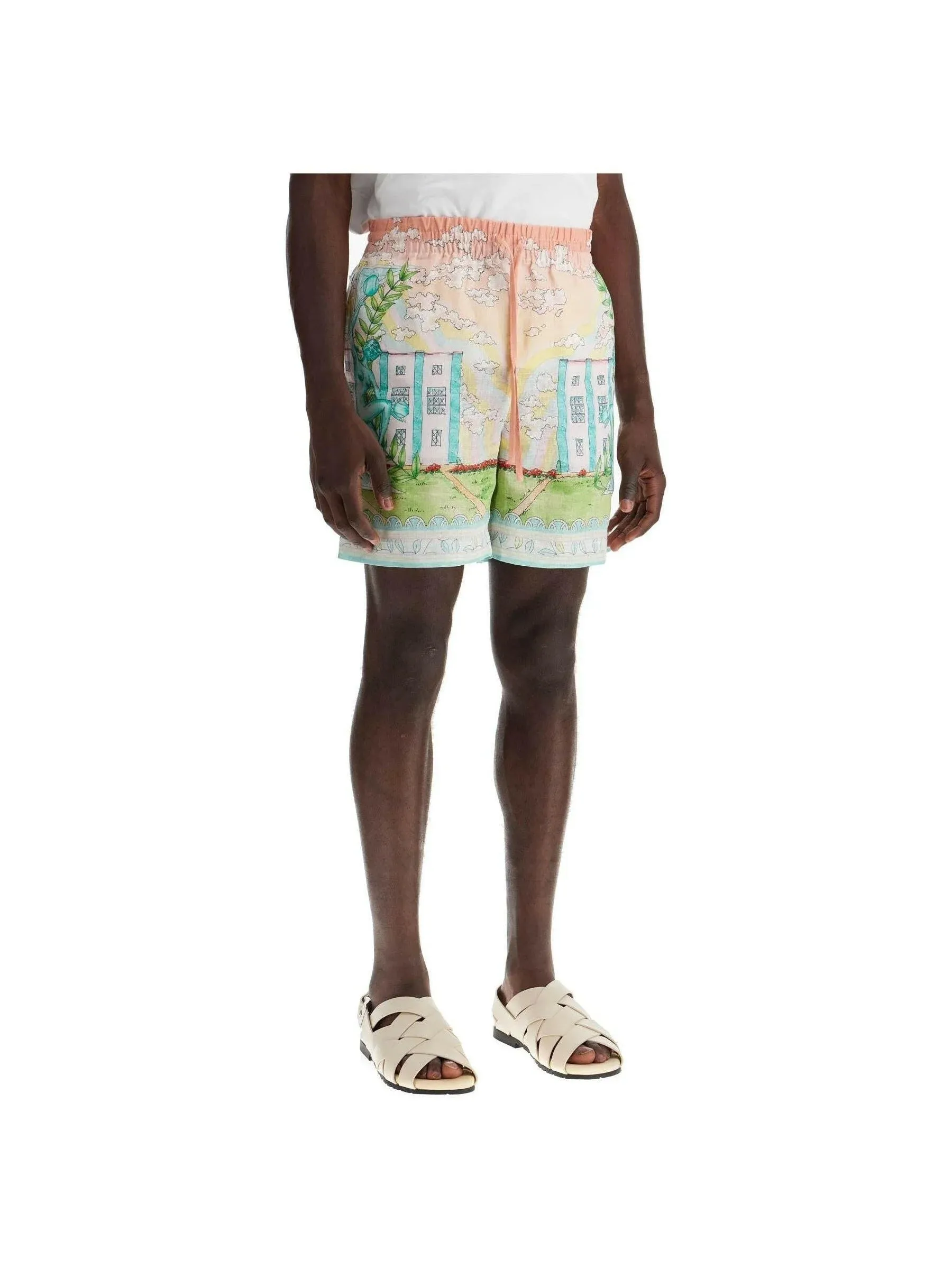 Vase Pattern Linen Shorts