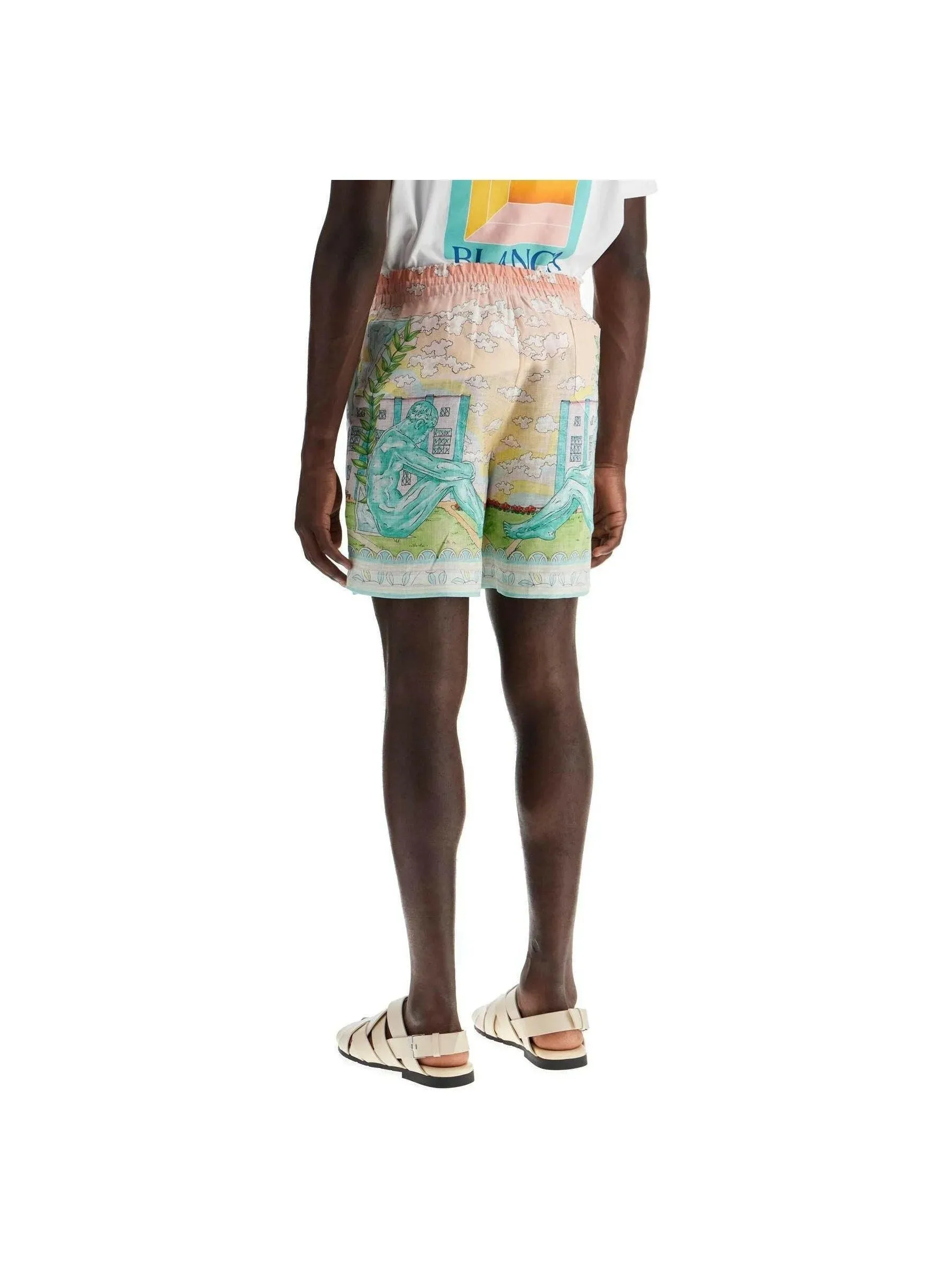 Vase Pattern Linen Shorts