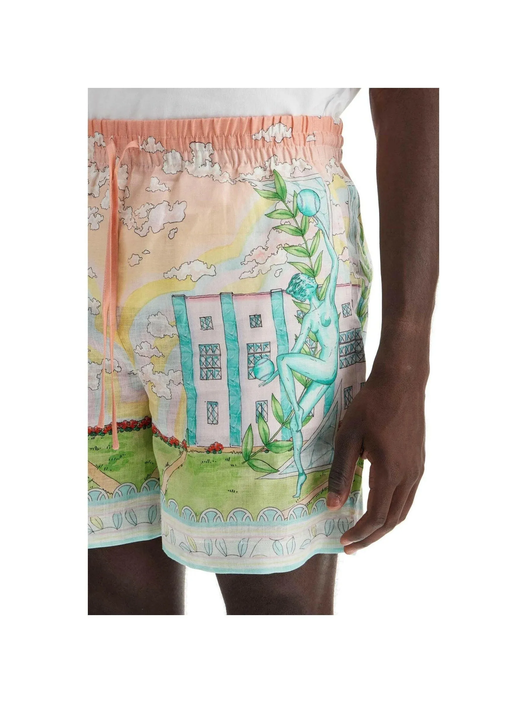 Vase Pattern Linen Shorts