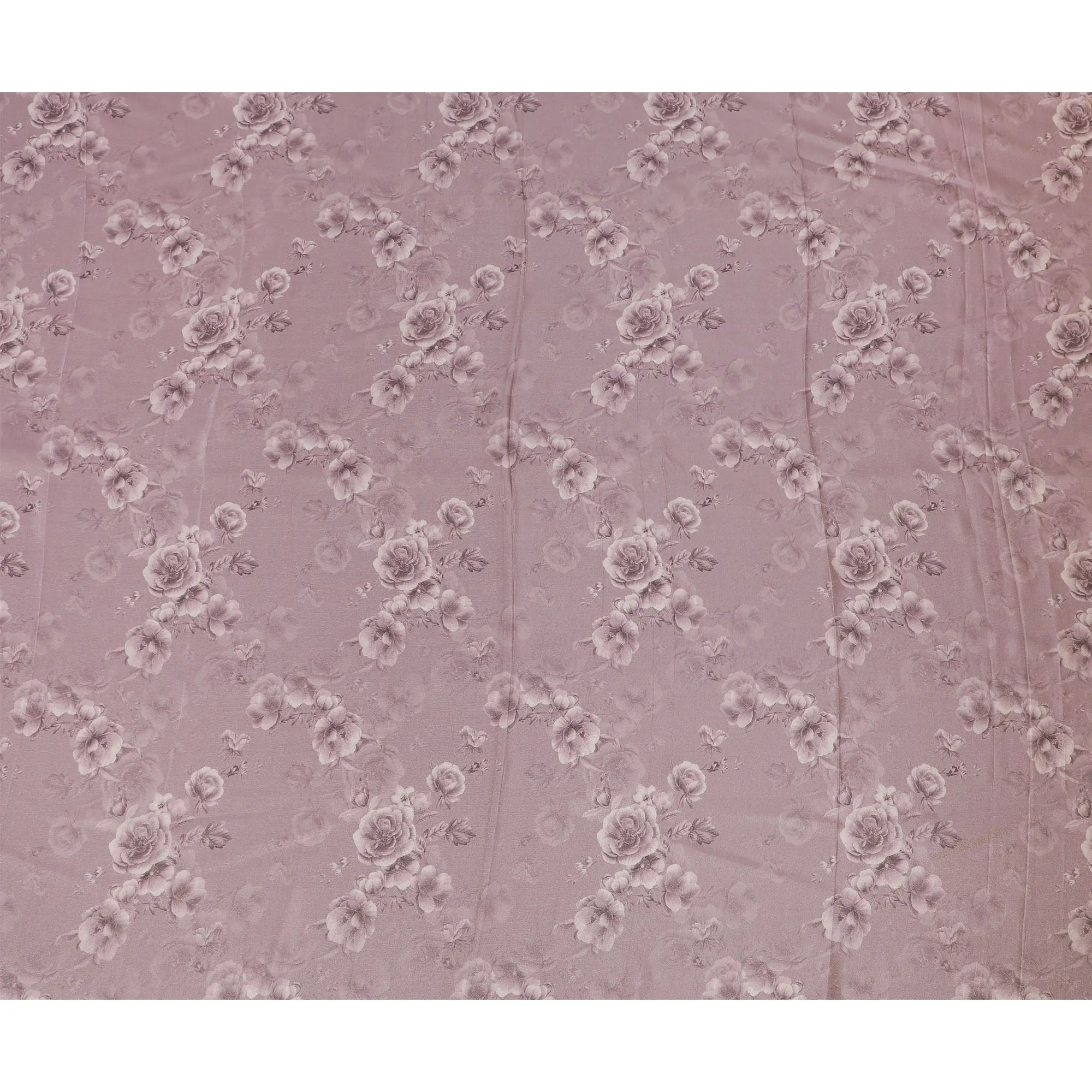 Vintage Mauve Organza Fabric - Classic Rose Embossing, 110cm Width, Sheer Sophistication-D18952