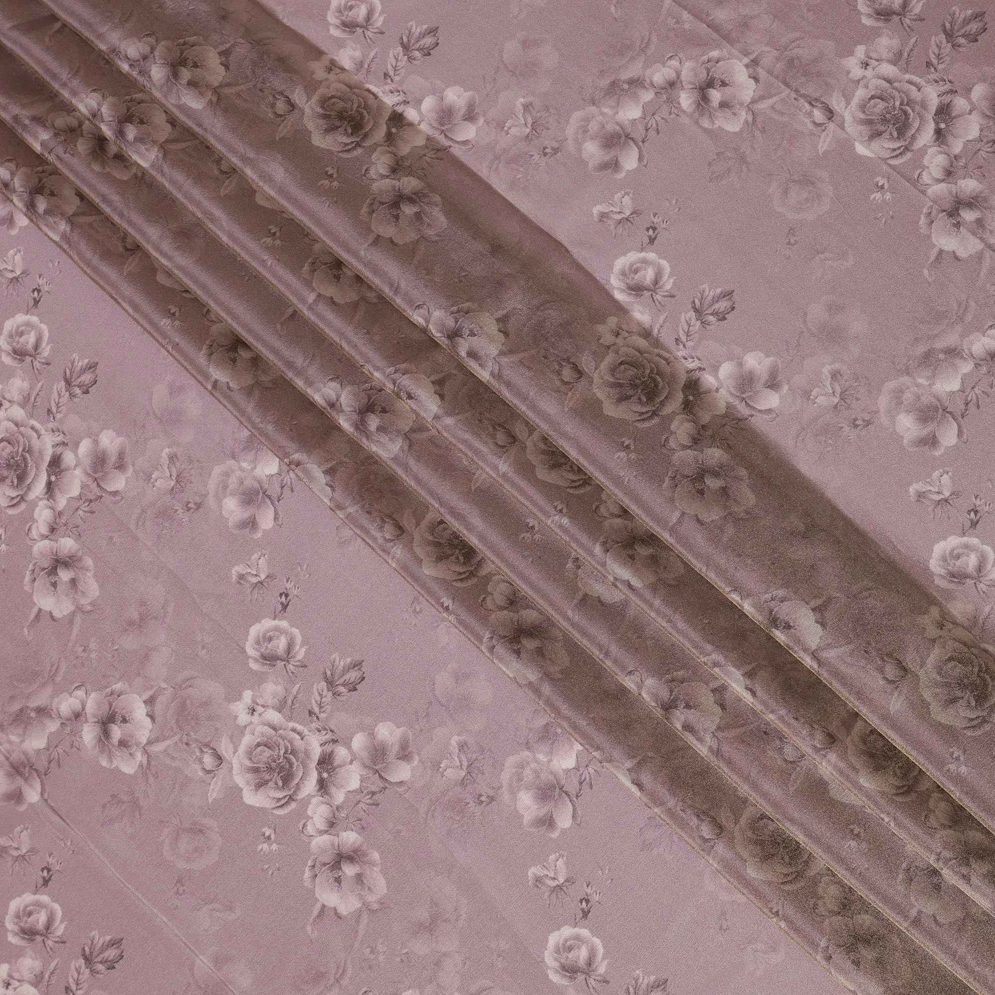 Vintage Mauve Organza Fabric - Classic Rose Embossing, 110cm Width, Sheer Sophistication-D18952