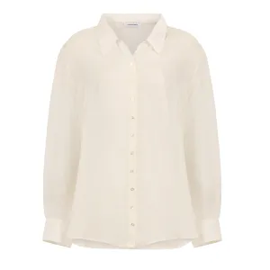 White Double Silk Chiffon Sheer Andrea Blouse