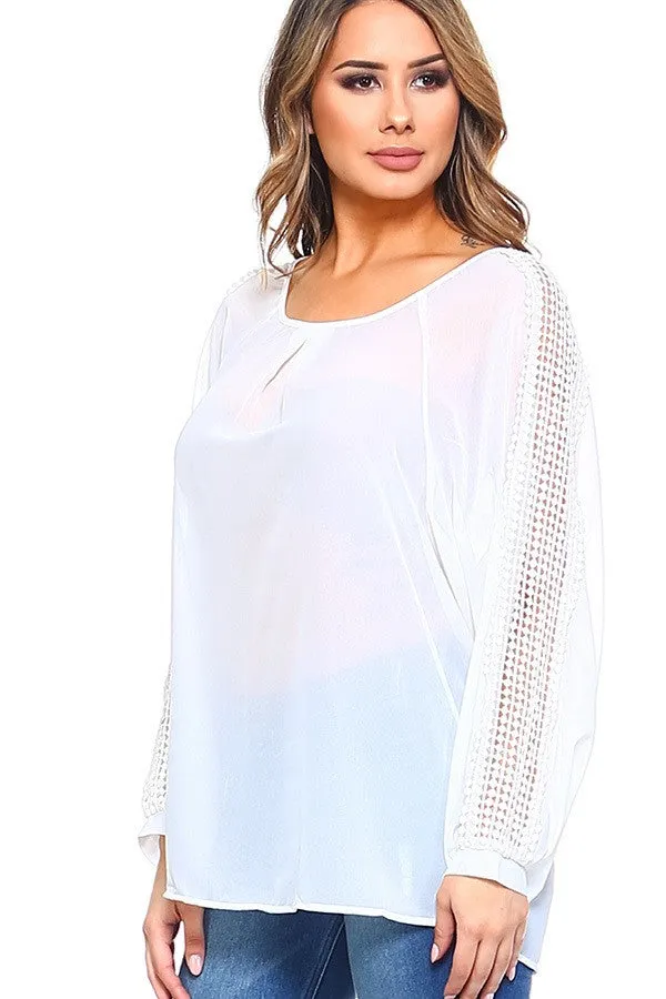 White hollow out blouse - Women