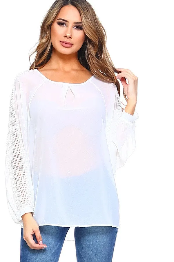 White hollow out blouse - Women