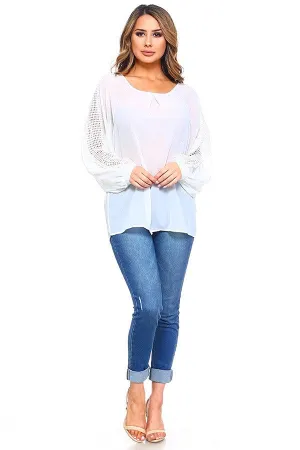 White hollow out blouse - Women