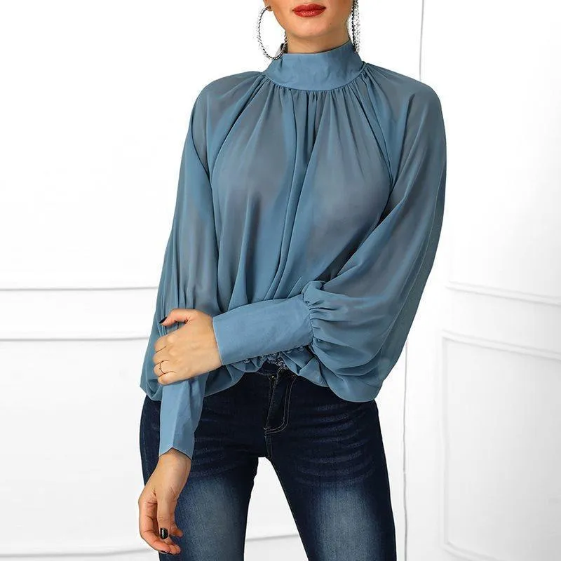 Women Chiffon Blouse, Batwing Sleeves
