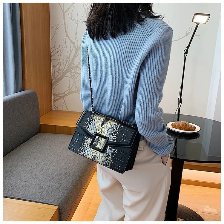 Women's Snake Print Square Shoulder Bag Crossbody Bags