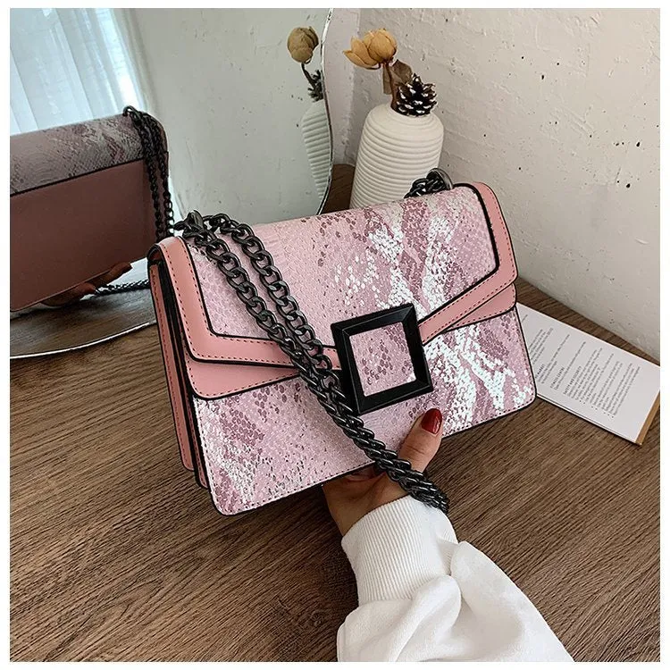 Women's Snake Print Square Shoulder Bag Crossbody Bags