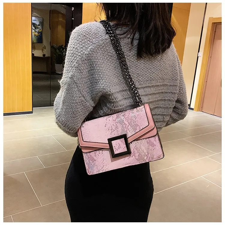 Women's Snake Print Square Shoulder Bag Crossbody Bags