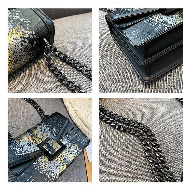 Women's Snake Print Square Shoulder Bag Crossbody Bags