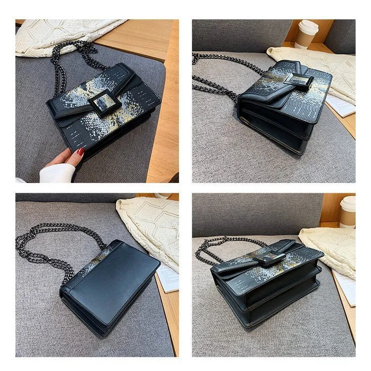 Women's Snake Print Square Shoulder Bag Crossbody Bags