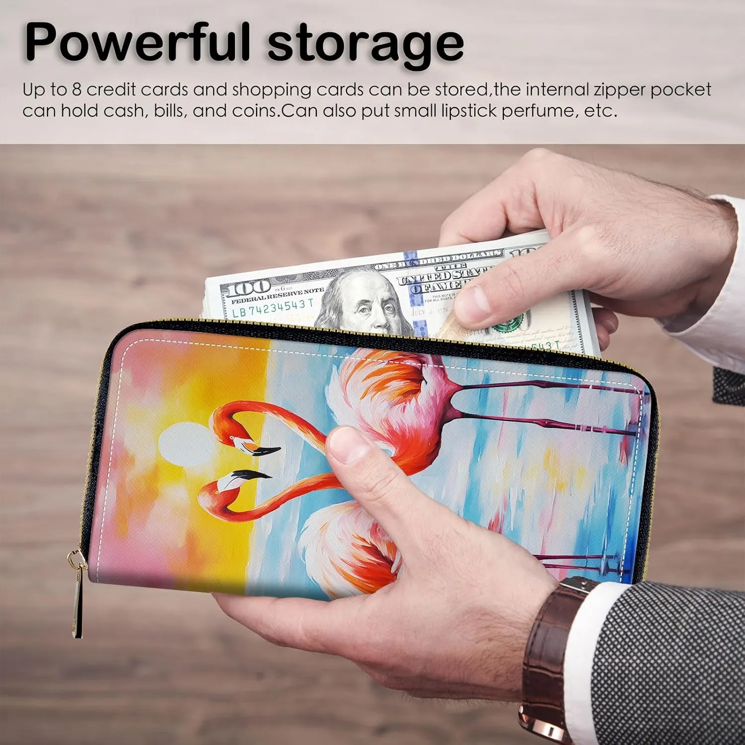 Wristlet Wallets For Women With Card Holder Zipper Pocket,Slim PU Leather women's Wallet Clutch