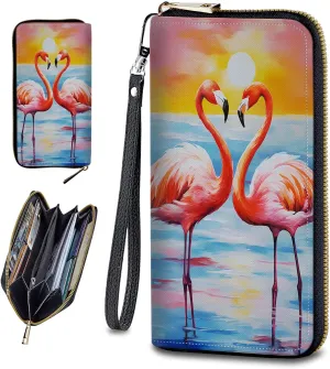 Wristlet Wallets For Women With Card Holder Zipper Pocket,Slim PU Leather women's Wallet Clutch