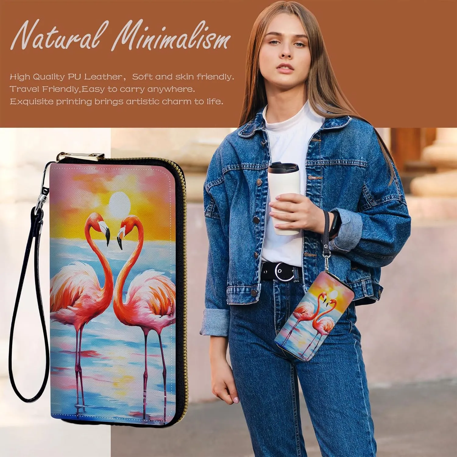 Wristlet Wallets For Women With Card Holder Zipper Pocket,Slim PU Leather women's Wallet Clutch
