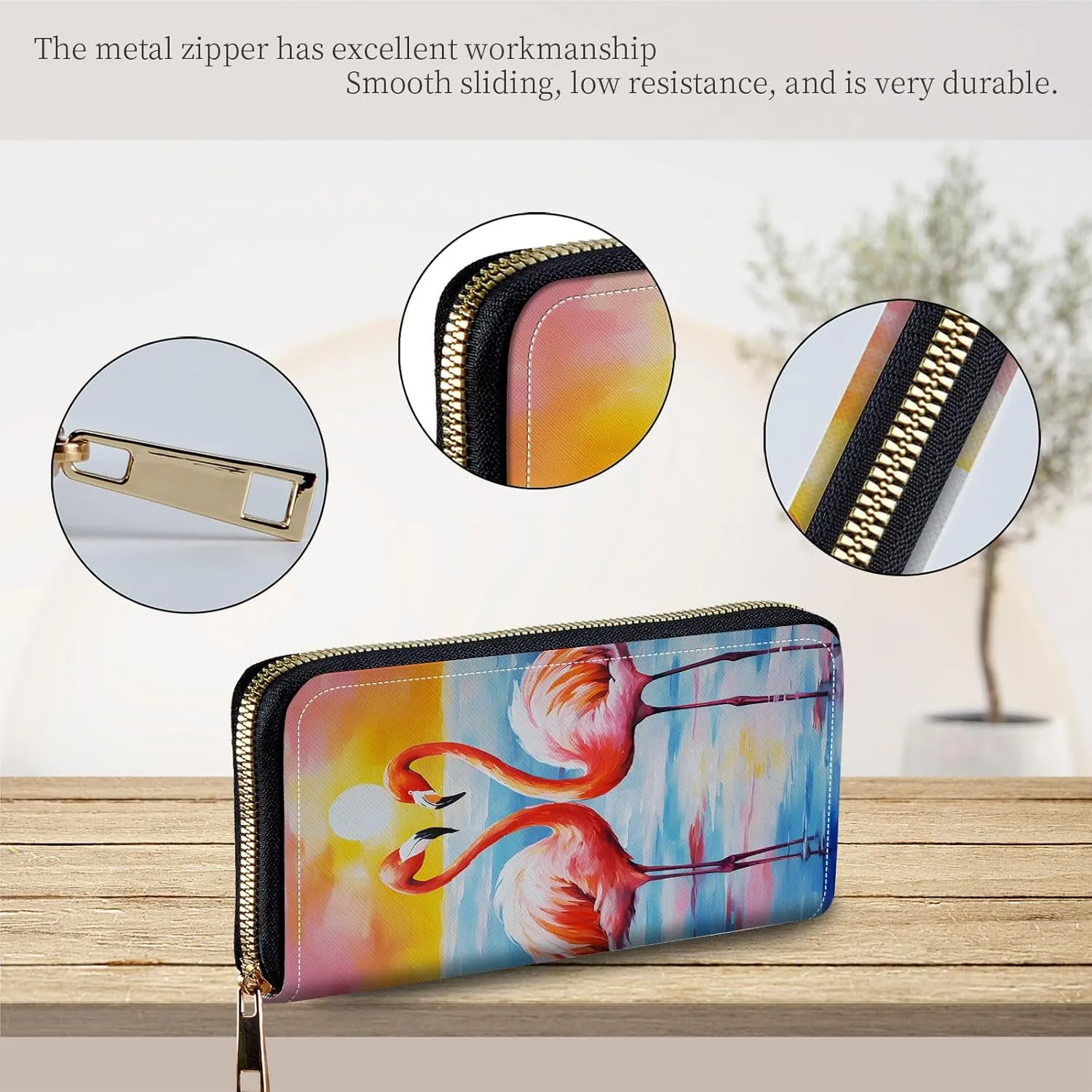 Wristlet Wallets For Women With Card Holder Zipper Pocket,Slim PU Leather women's Wallet Clutch